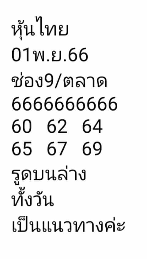 หวยหุ้นวันนี้ 1/11/66 ชุดที่ 5