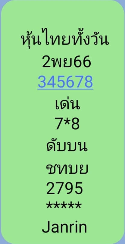 หวยหุ้นวันนี้ 2/11/66 ชุดที่ 9