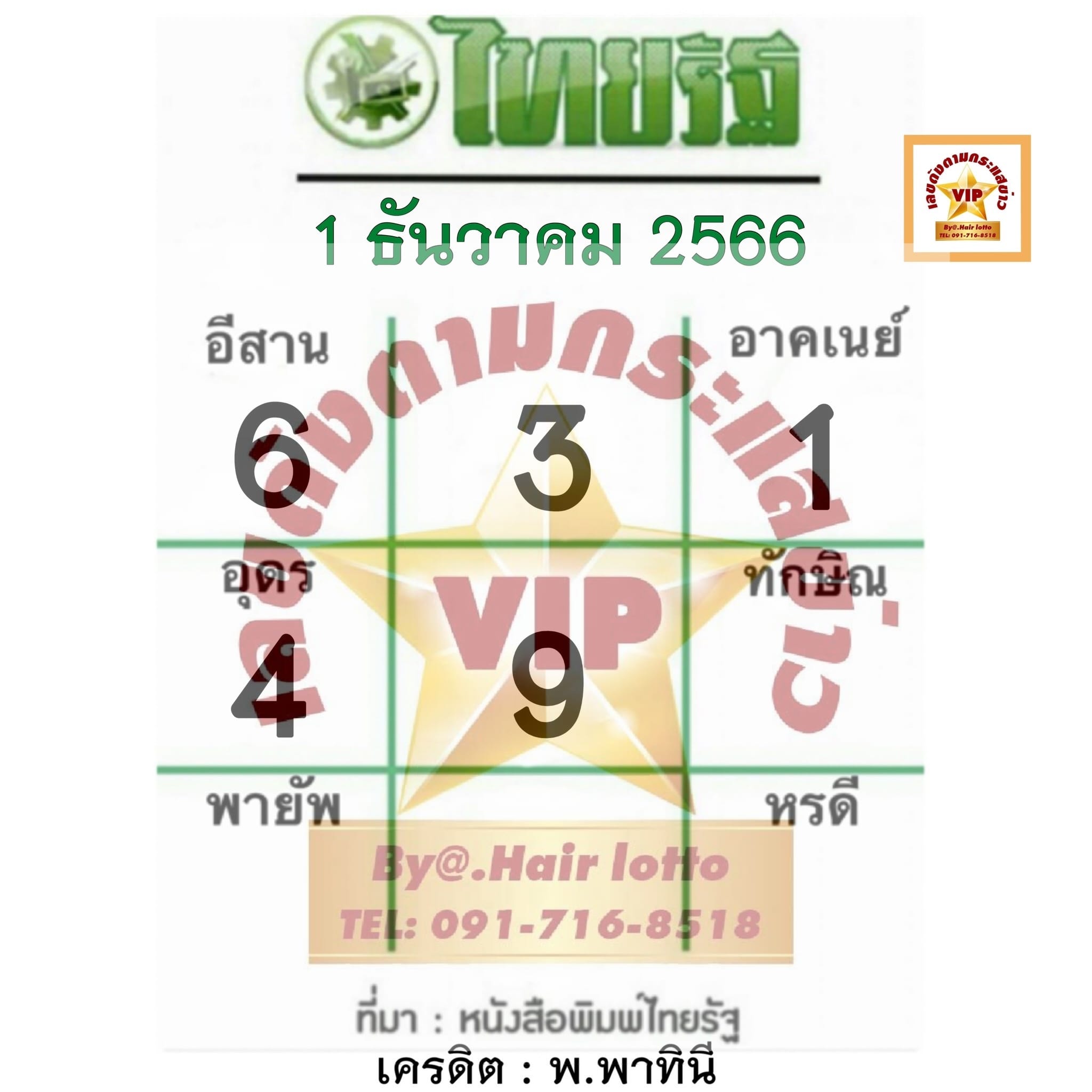 หวยไทยรัฐ 1/12/6