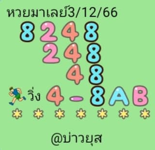 หวยมาเลย์วันนี้ 3/12/66 ชุดที่ 6