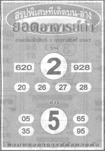 หวยยอดอาจารย์ดัง 1/2/67