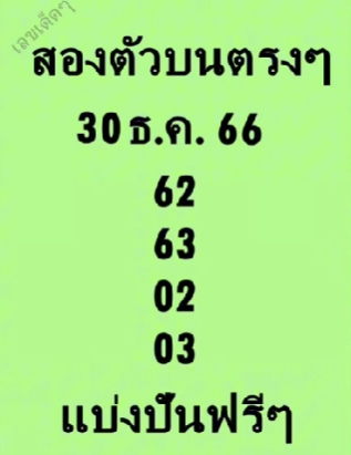 หวยสองตัวบนตรงๆ 30/12/66