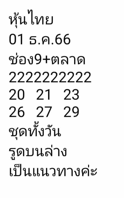 หวยหุ้นวันนี้ 1/12/66 ชุดที่ 8