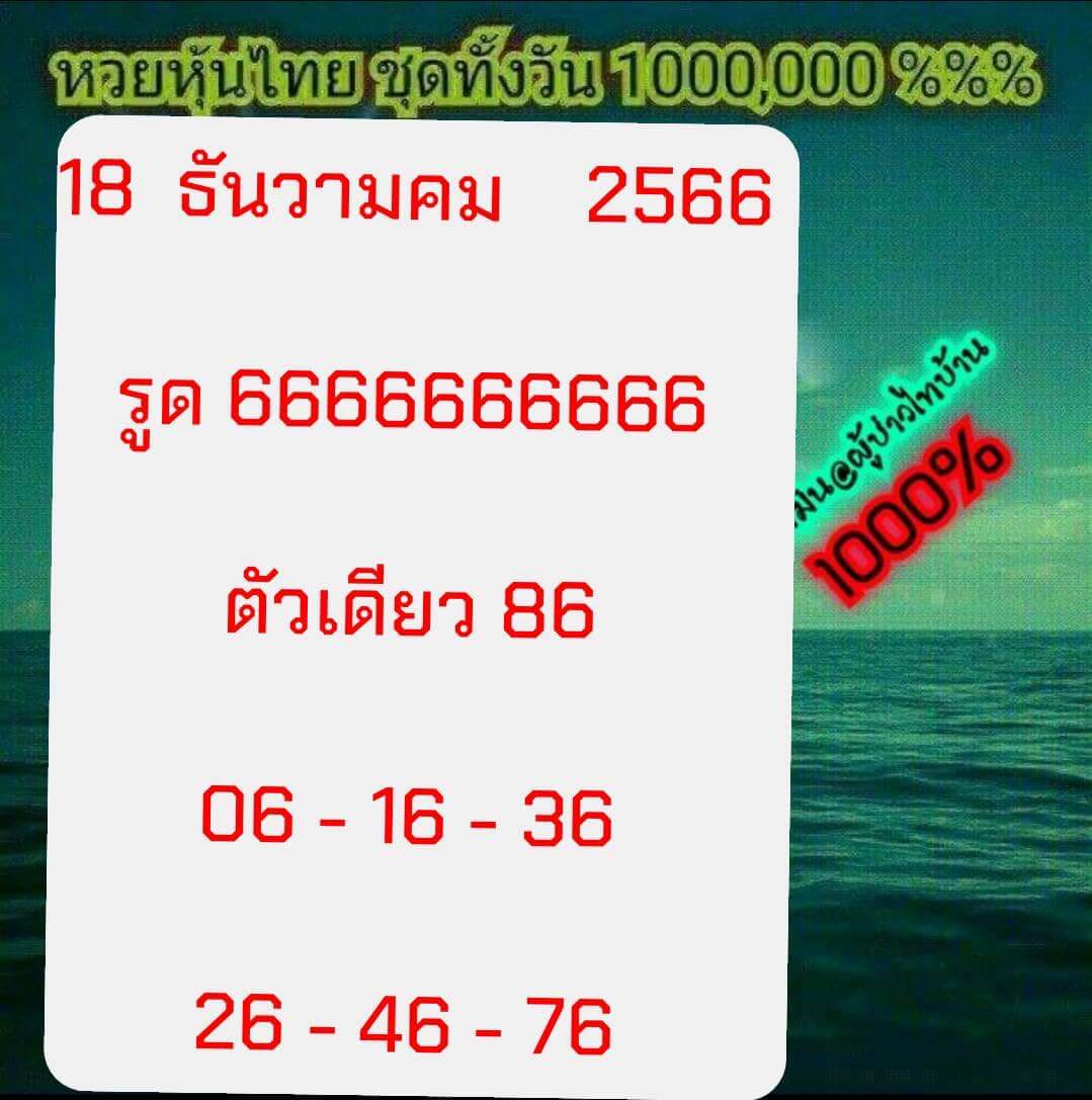 หวยหุ้นวันนี้ 18/12/66 ชุดที่ 9