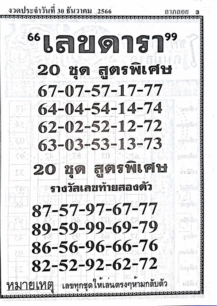 เลขดารา 30/12/66