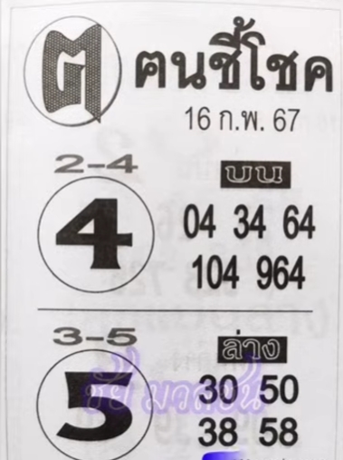 หวยคนชี้โชค 16/2/67