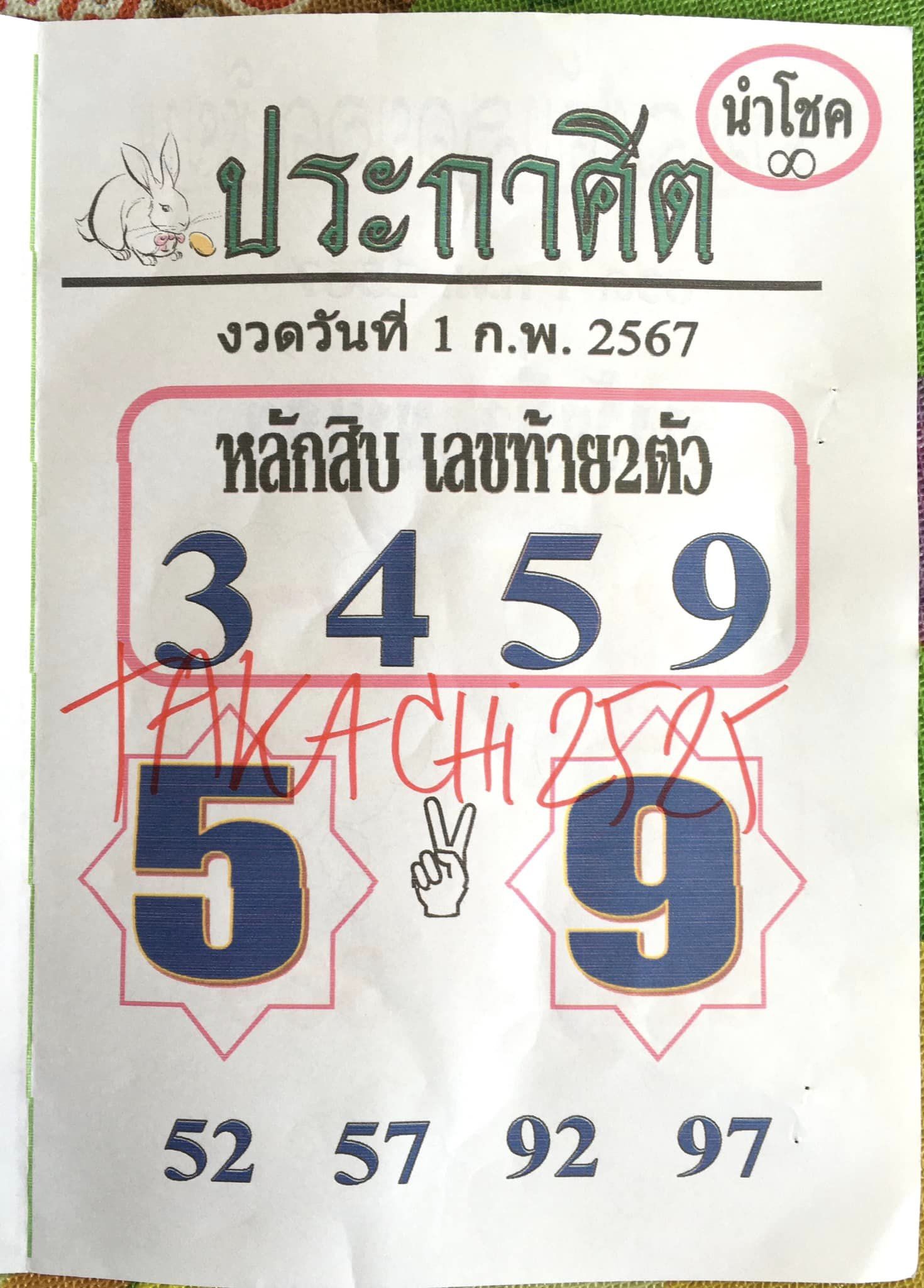 หวยประกาศิตนำโชค 1/2/67