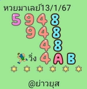 หวยมาเลย์วันนี้ 13/1/67 ชุดที่ 1