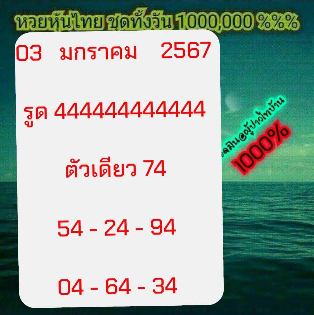 หวยหุ้นวันนี้ 3/1/67 ชุดที่ 1