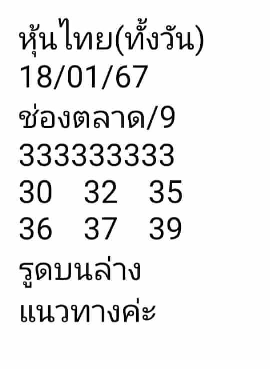 หวยหุ้นวันนี้ 18/1/67 ชุดที่ 2