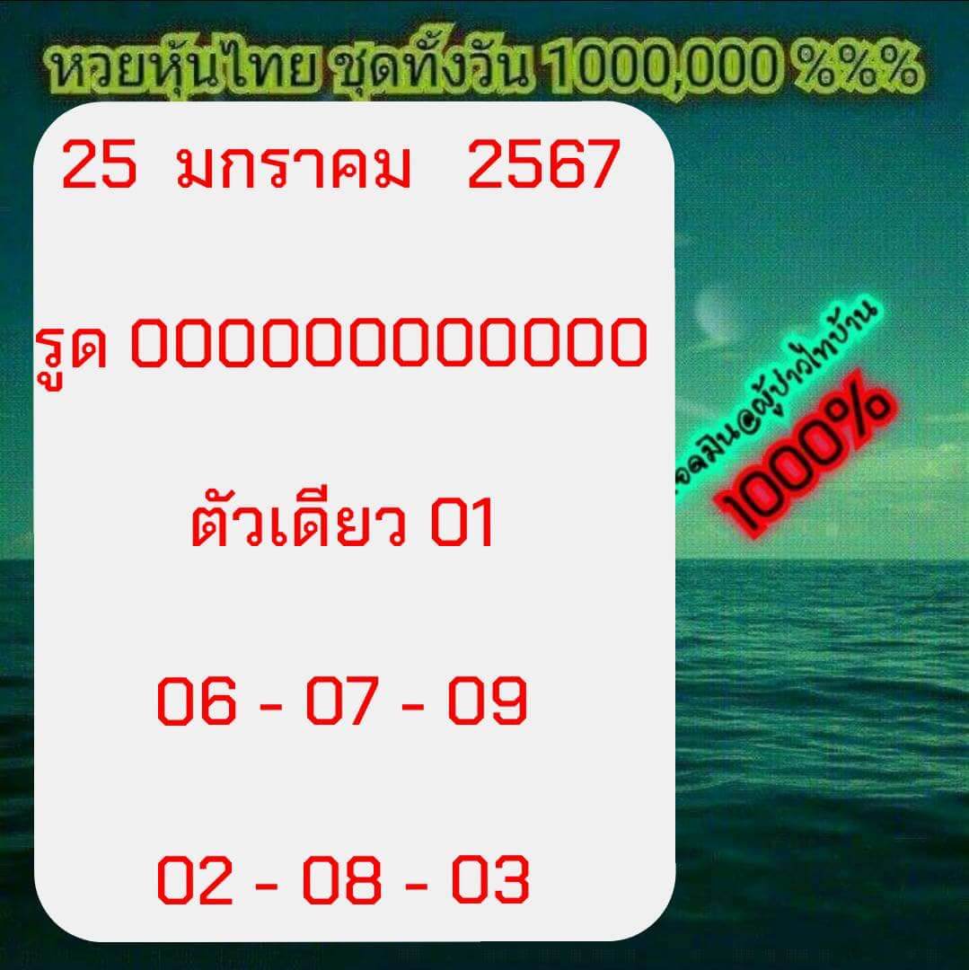 หวยหุ้นวันนี้ 25/1/67 ชุดที่ 2