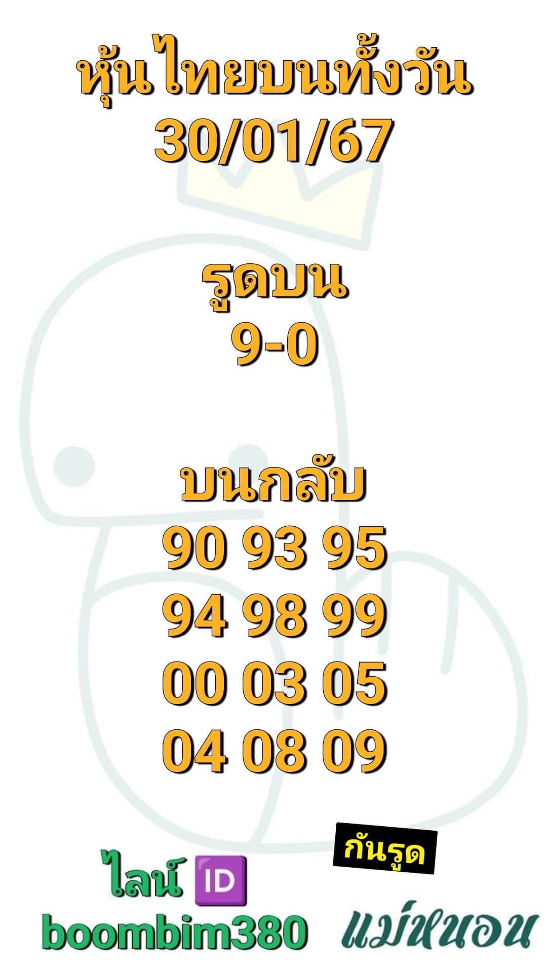 หวยหุ้นวันนี้ 30/1/67 ชุดที่ 3