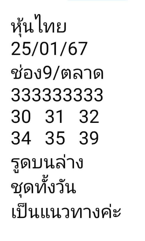 หวยหุ้นวันนี้ 25/1/67 ชุดที่ 6