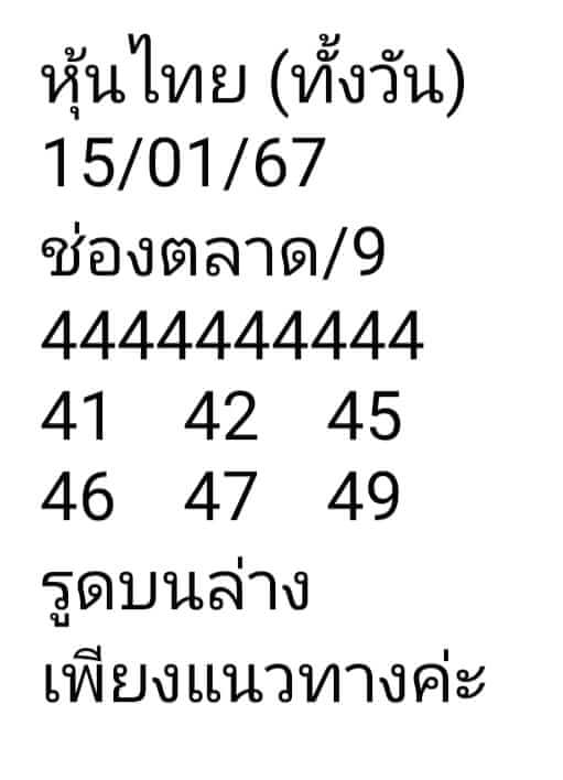 หวยหุ้นวันนี้ 15/1/67 ชุดที่ 6