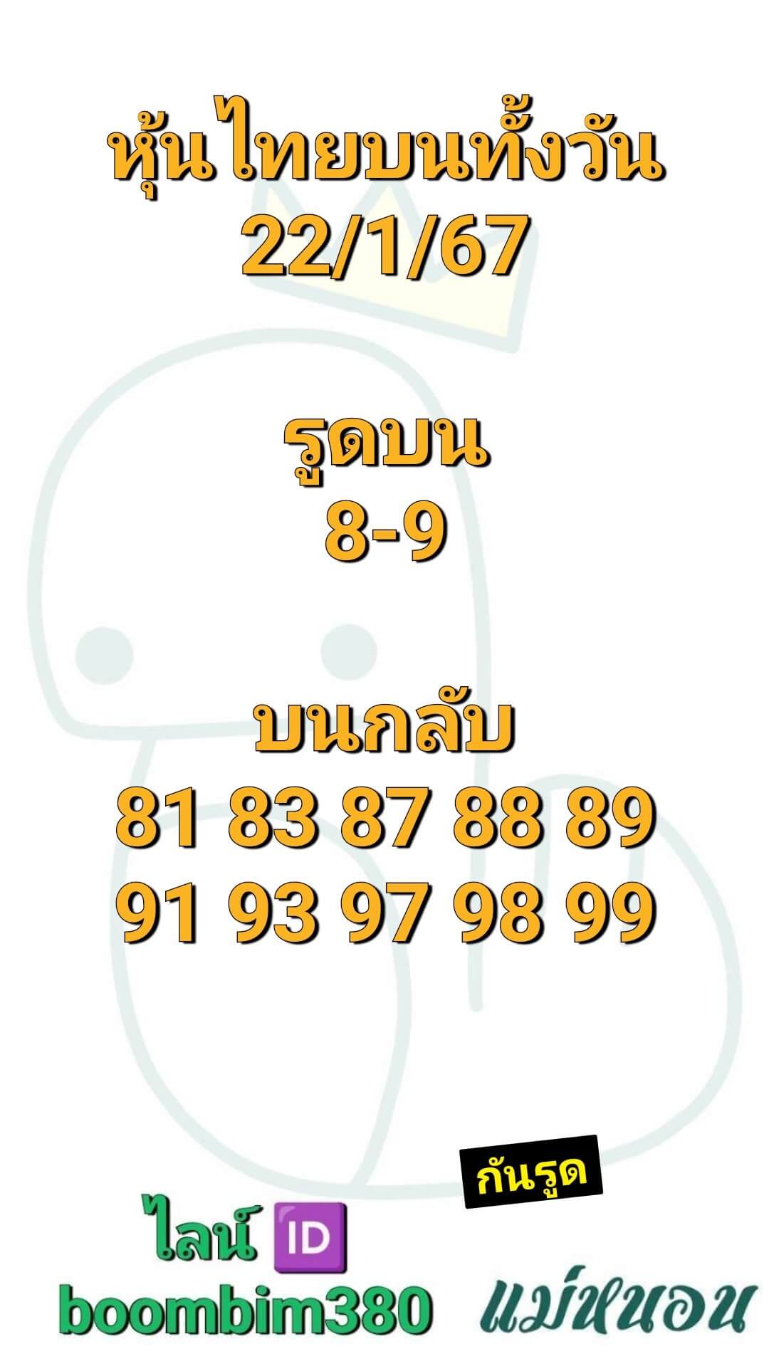 หวยหุ้นวันนี้ 22/1/67 ชุดที่ 7