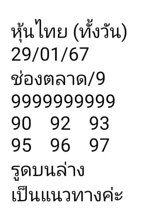 หวยหุ้นวันนี้ 29/1/67 ชุดที่ 7