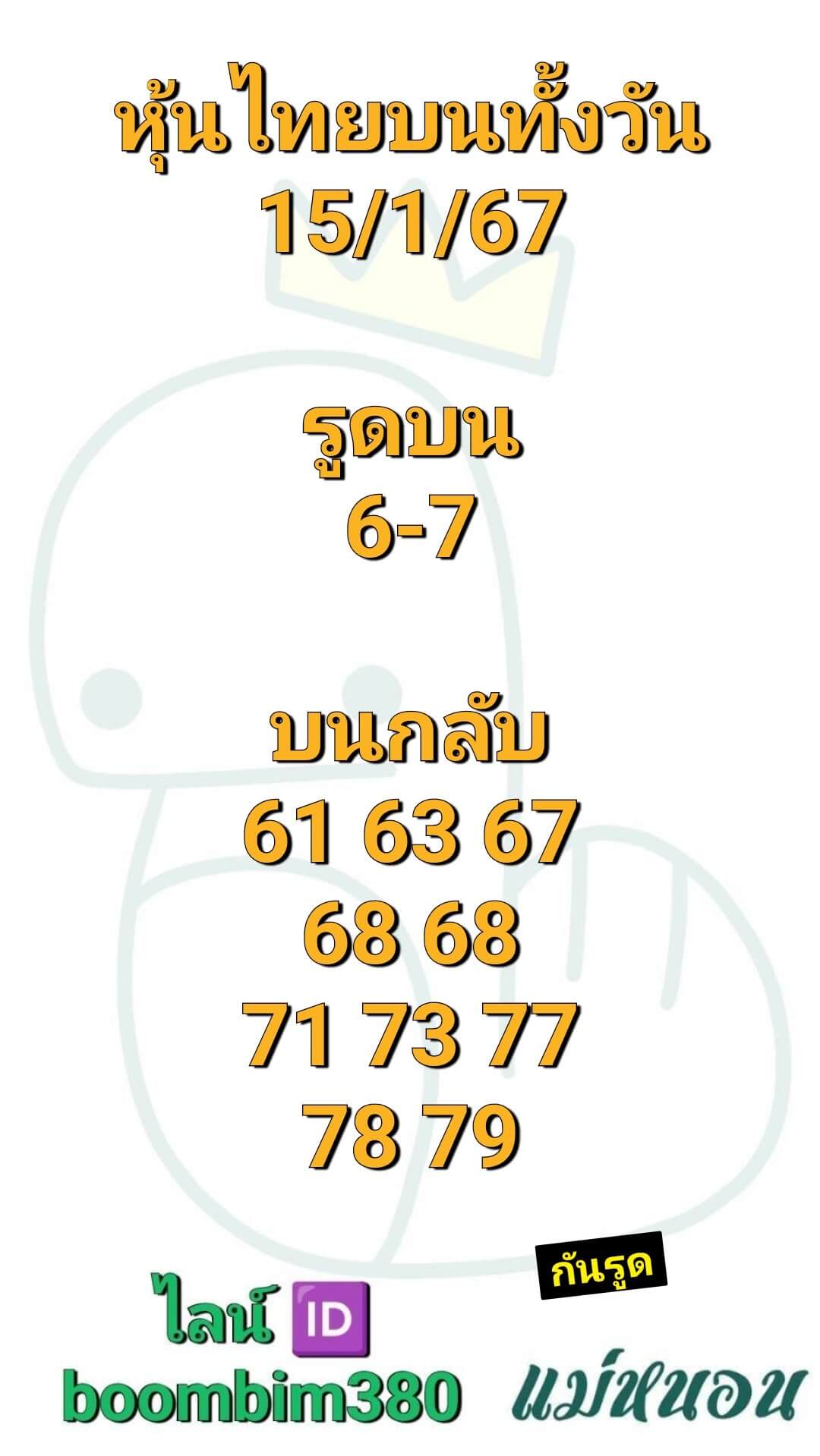 หวยหุ้นวันนี้ 15/1/67 ชุดที่ 7