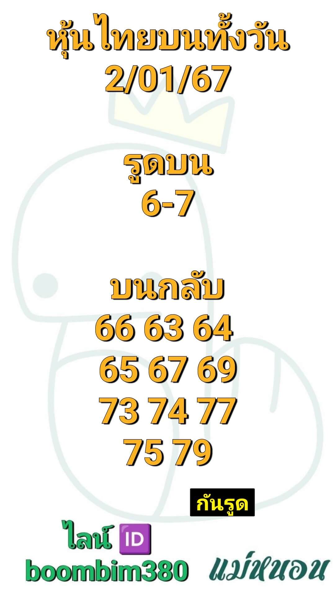 หวยหุ้นวันนี้ 2/1/67 ชุดที่ 7