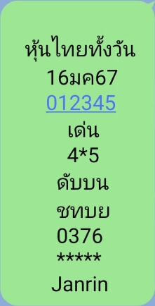 หวยหุ้นวันนี้ 16/1/67 ชุดที่ 9