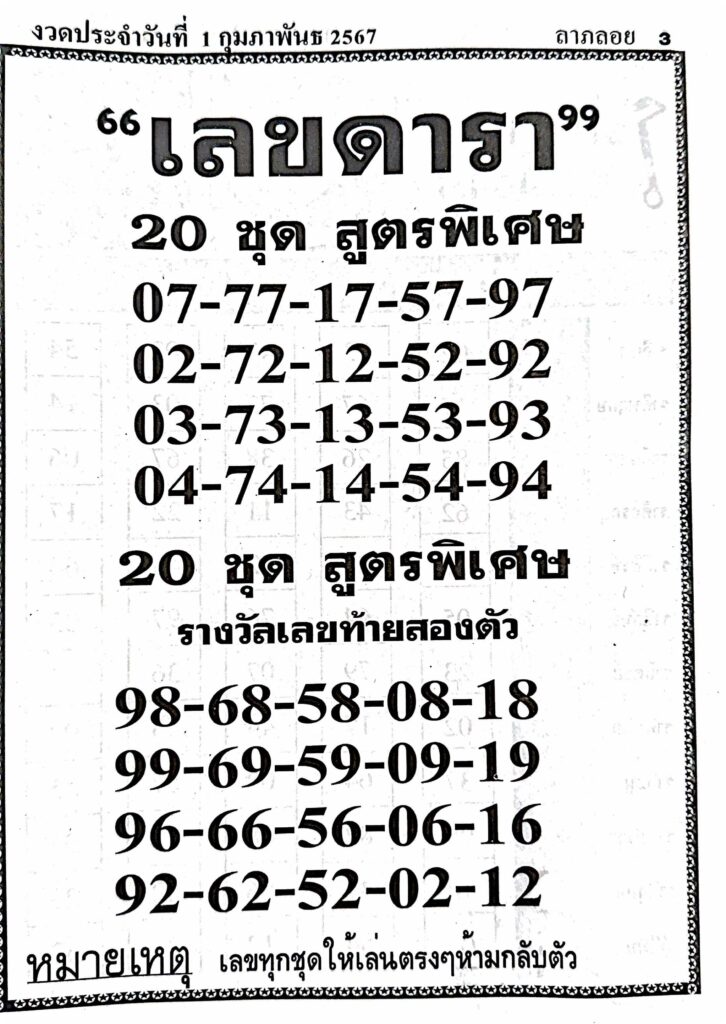 เลขดารา 1/2/67