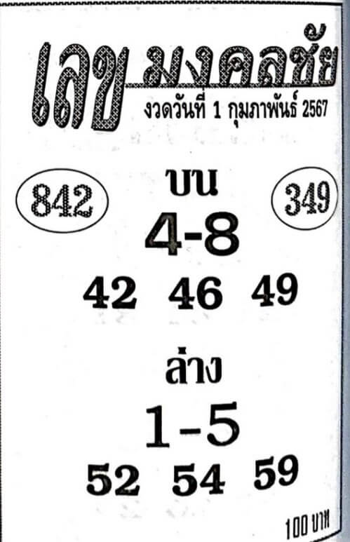 เลขมงคลชัย 1/2/67