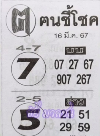 หวยคนชี้โชค 16/3/67