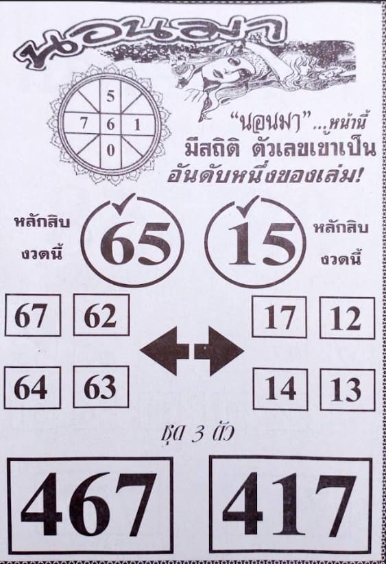 หวยนอนมา 1/3/67