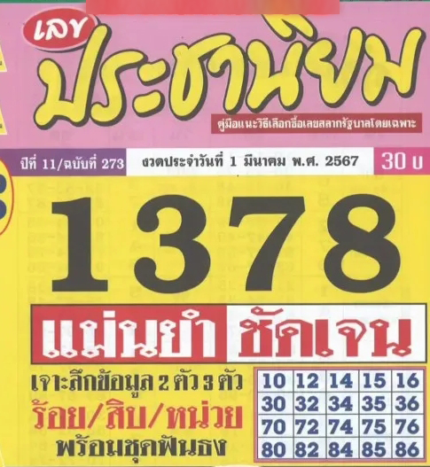 หวยประชานิยม 1/3/67