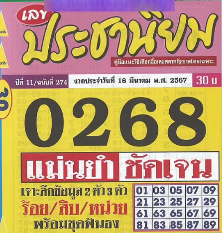 หวยประชานิยม 16/3/67