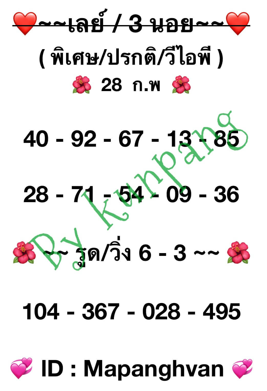 หวยมาเลย์วันนี้ 28/2/67 ชุดที่ 1