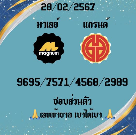 หวยมาเลย์วันนี้ 28/2/67 ชุดที่ 7