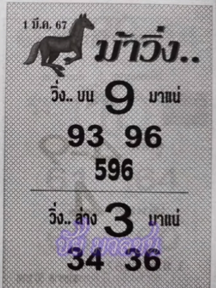 หวยม้าวิ่ง 1/3/67