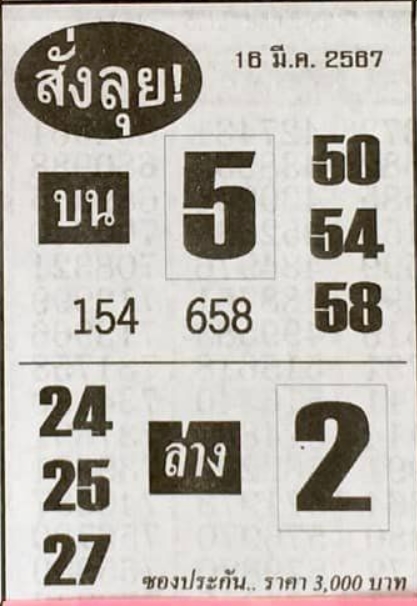 หวยสั่งลุย 16/3/67