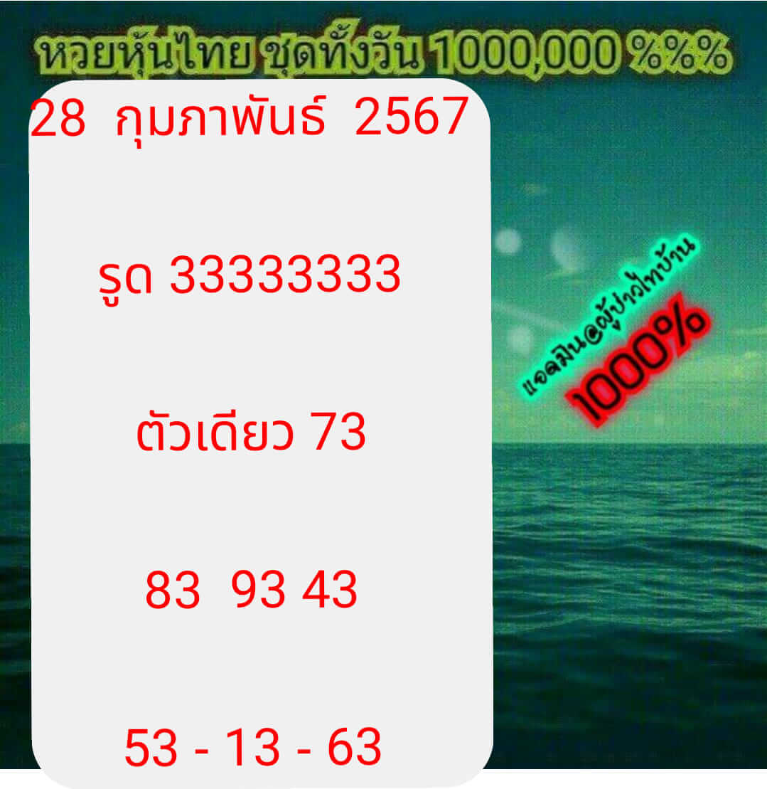 หวยหุ้นวันนี้ 28/2/67 ชุดที่ 10