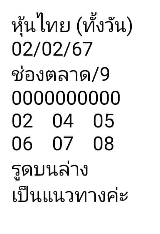 หวยหุ้นวันนี้ 2/2/67 ชุดที่ 5