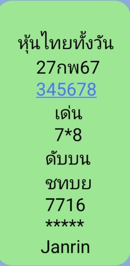 หวยหุ้นวันนี้ 27/2/67 ชุดที่ 7