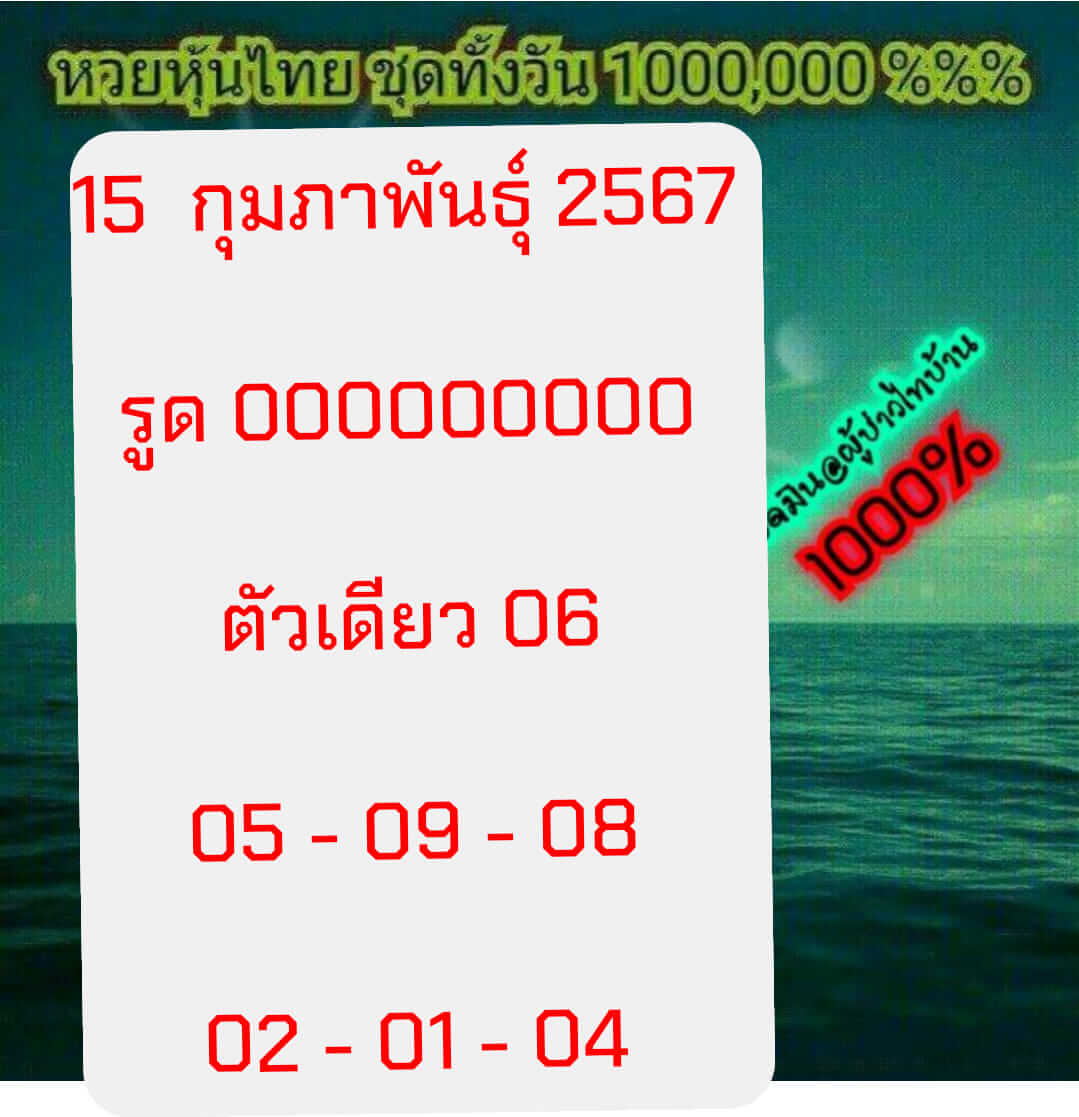 หวยหุ้นวันนี้ 15/2/67 ชุดที่ 8