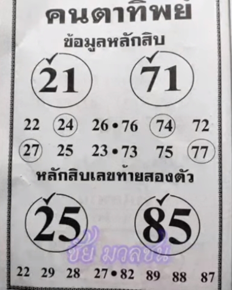 หวยคนตาทิพย์ 16/3/67