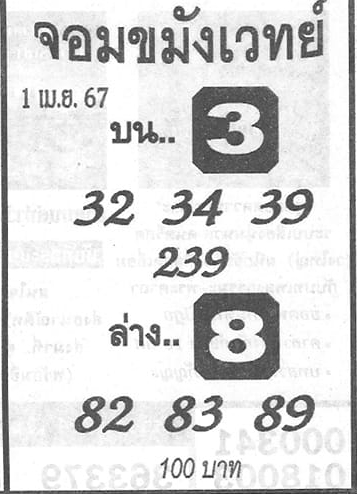 หวยจอมขมังเวทย์ 1/4/67