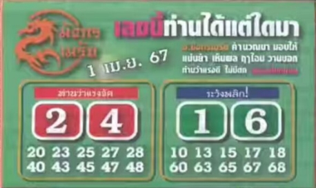 หวยมังกรเมรัย 1/4/67