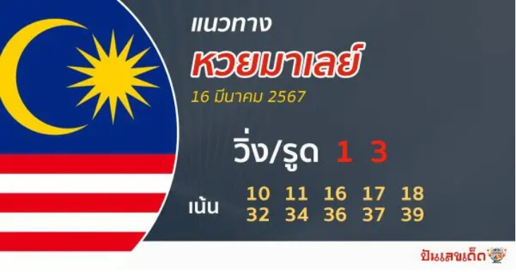 หวยมาเลย์วันนี้ 16/3/67 ชุดที่ 10