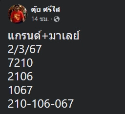 หวยมาเลย์วันนี้ 2/3/67 ชุดที่ 6