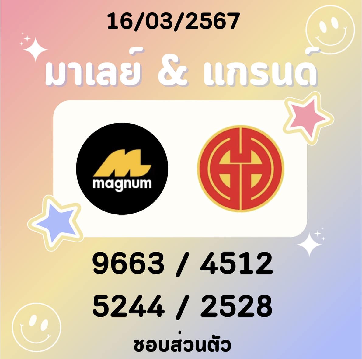 หวยมาเลย์วันนี้ 16/3/67 ชุดที่ 7