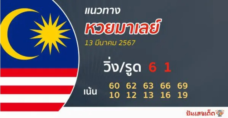 หวยมาเลย์วันนี้ 13/3/67 ชุดที่ 9