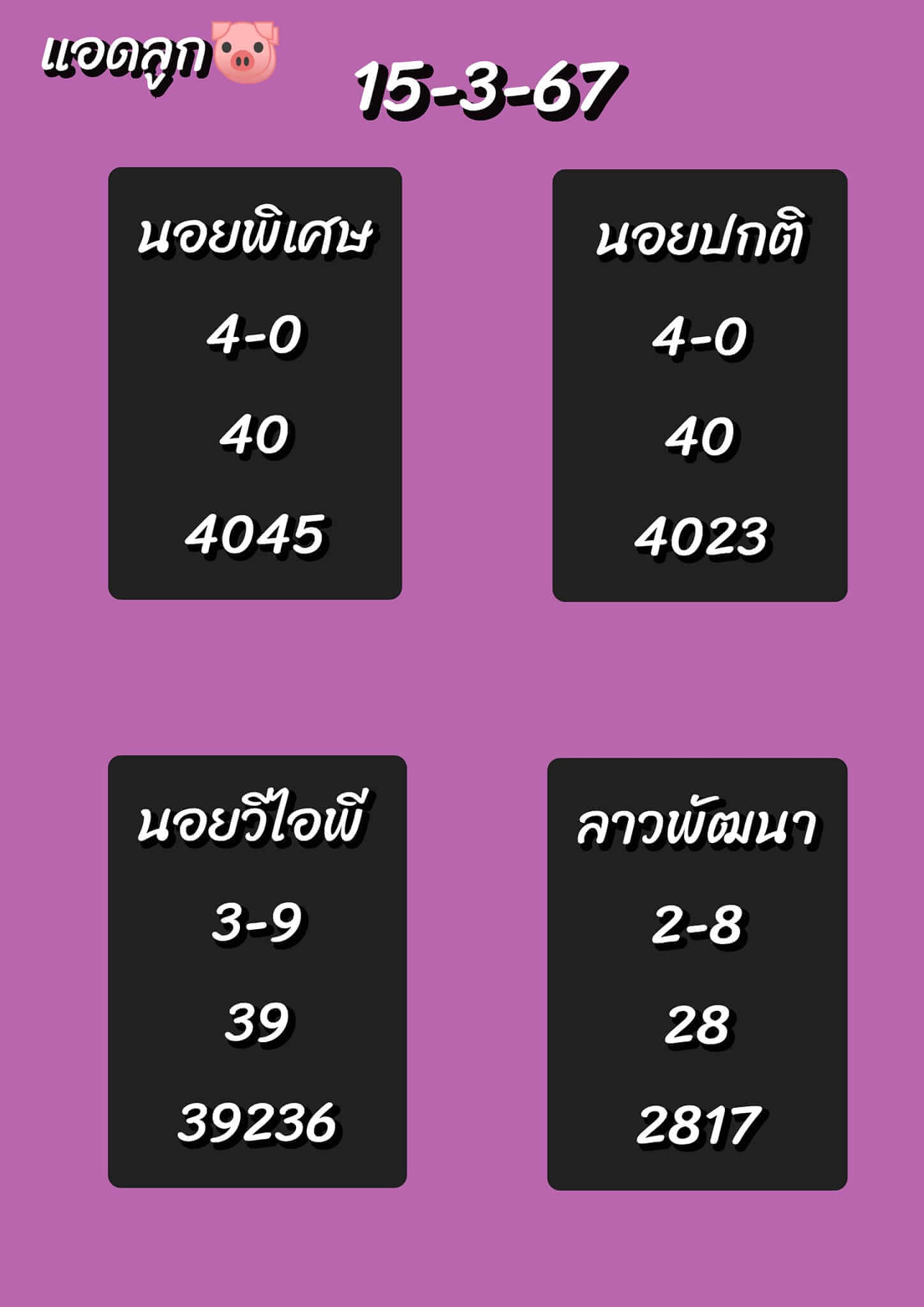 หวยลาววันนี้ 15/3/67 ชุดที่ 3