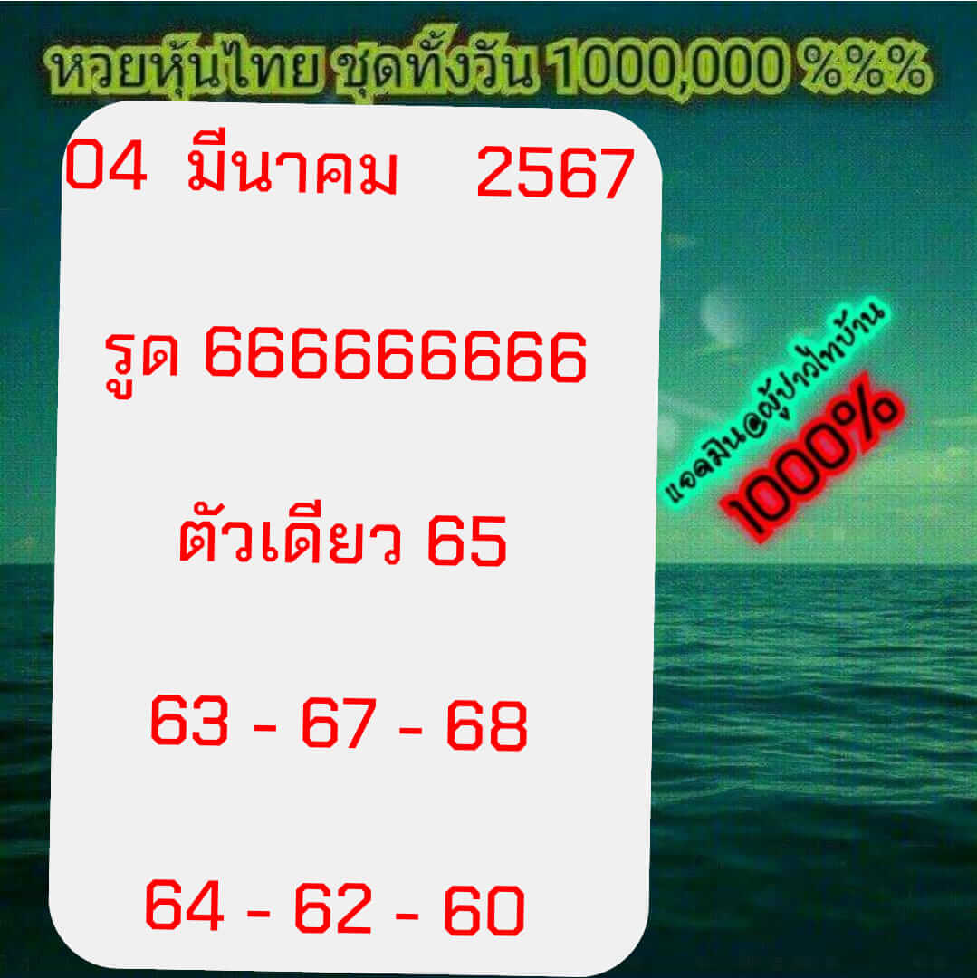 หวยหุ้นวันนี้ 4/3/67 ชุดที่ 2