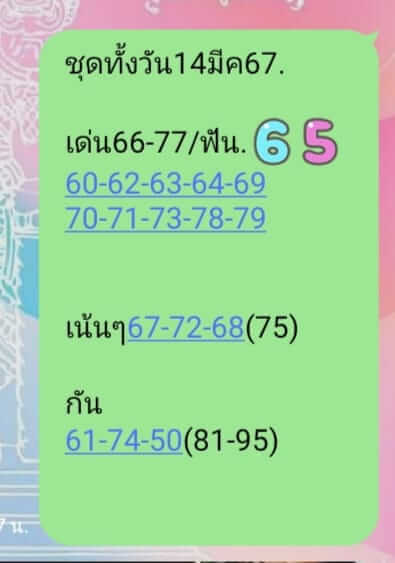 หวยหุ้นวันนี้ 14/3/67 ชุดที่ 4