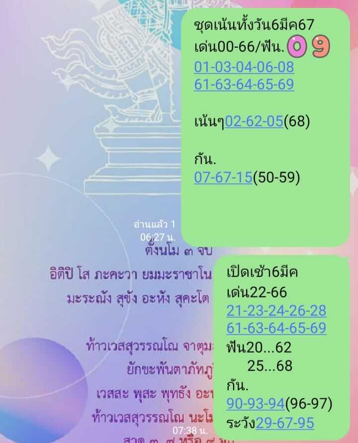 หวยหุ้นวันนี้ 6/3/67 ชุดที่ 6