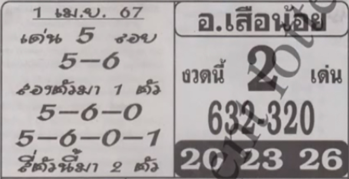 หวยอาจารย์เสือน้อย 1/4/67