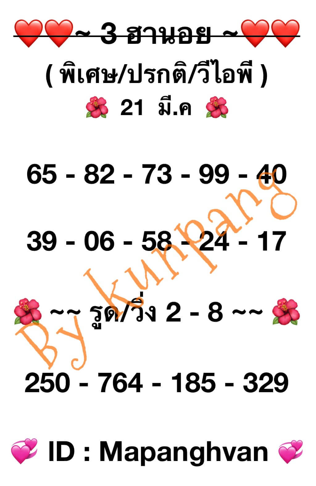 หวยฮานอยวันนี้ 21/3/67 ชุดที่ 2